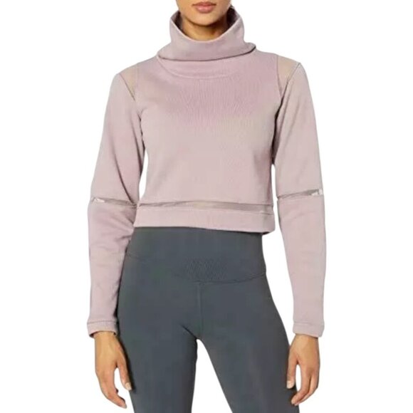 ALO Yoga Advance Mesh Inset Fleece Crop Sweatshirt Womens Size S Athleisure Gym - Picture 10 of 10